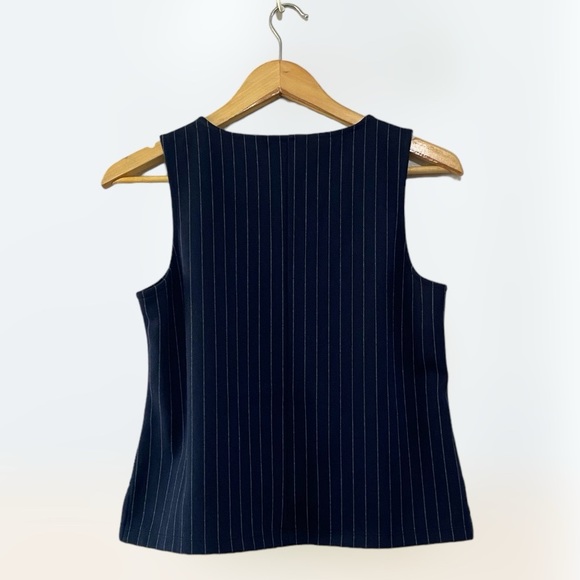 Banana Republic sz XS Petite Navy Blue White Pinstriped Sleeveless Pullover Top - Picture 2 of 5